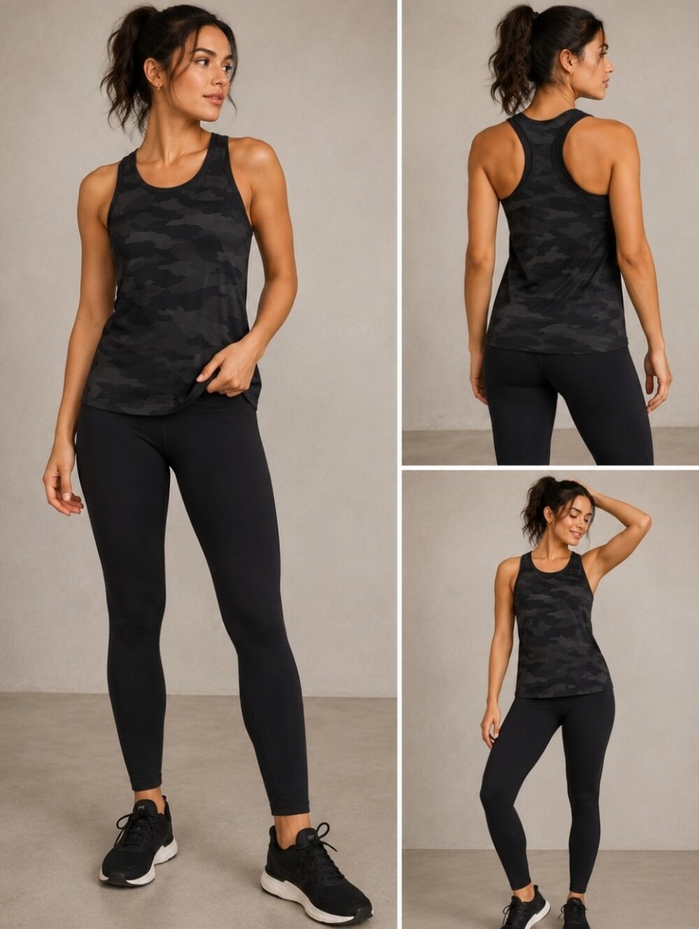 Athleta Camo Racerback Tank Small Seamless Pilates Gym Athleisure Top
